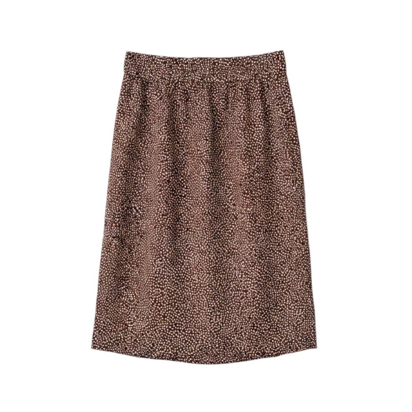 J.Crew Brown Polka Dot Elastic Waist Midi Skirt Small Lined A-Line Casual Office